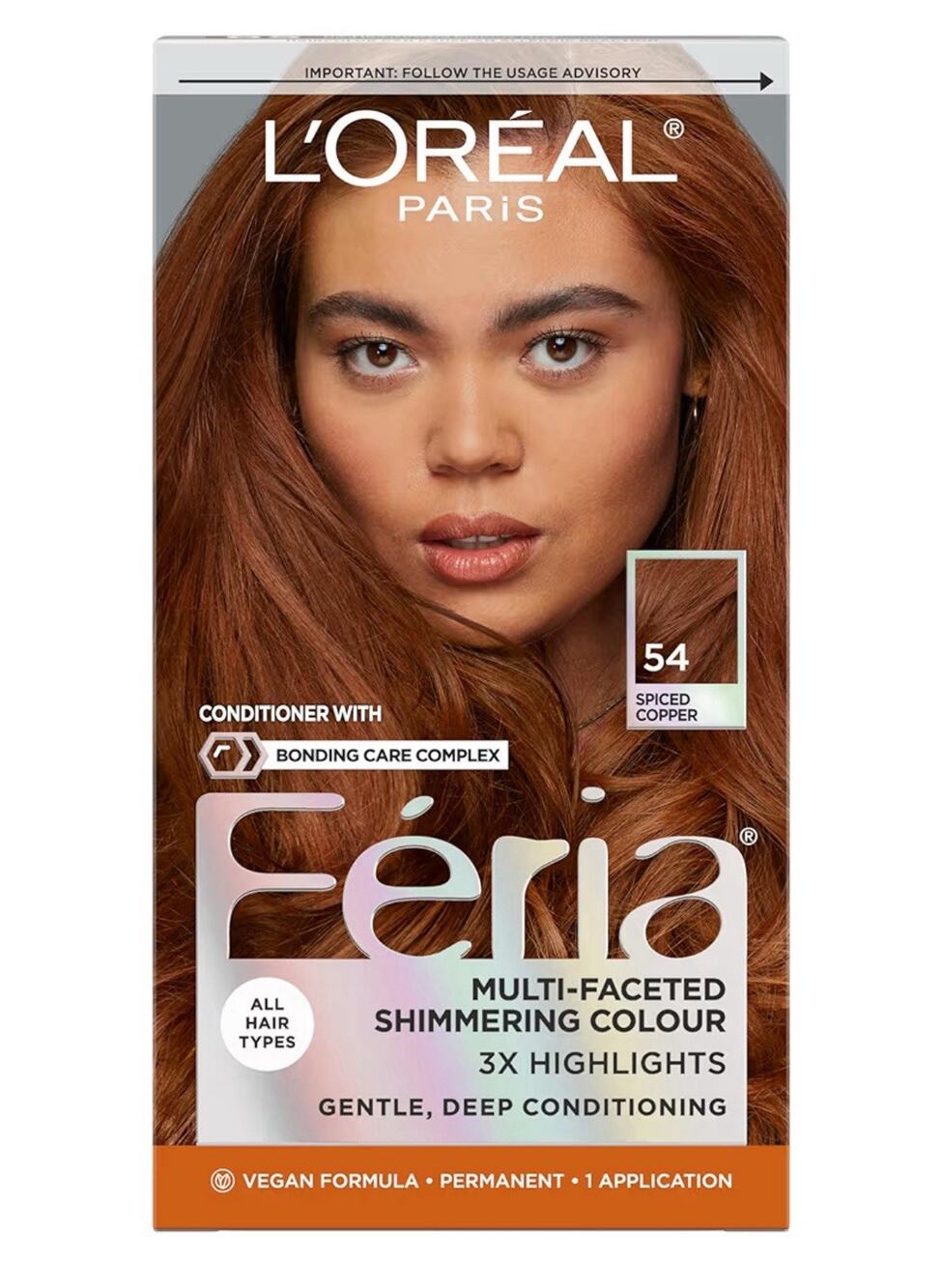 L'Oreal Feria Multi-Faceted Shimmering Permanent Hair Color Spiced Copper